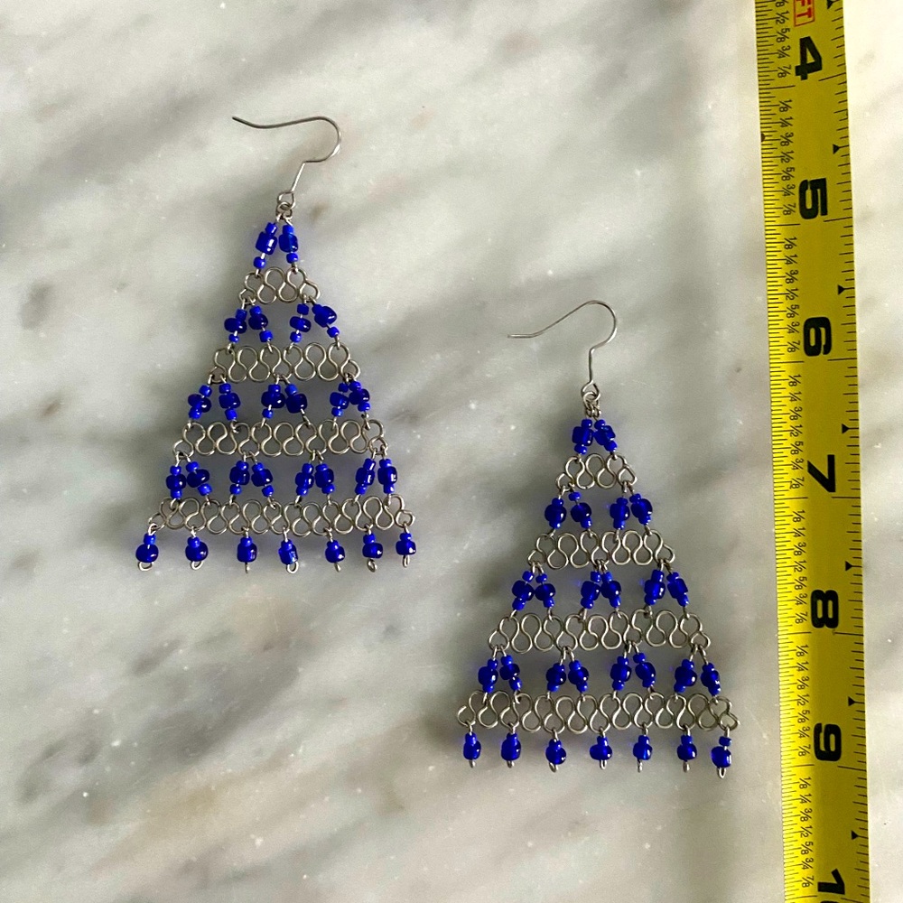 Vintage Triangle Beaded Earrings